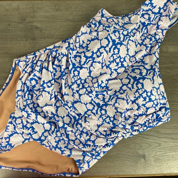 J. Crew x SZ Blockprints Ruched One Shoulder Swimsuit in Nila Print Sz.16 NWT - Picture 4 of 15